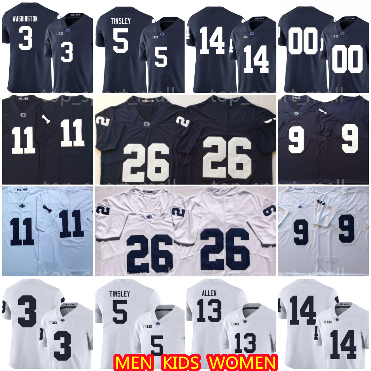 NCAA College Penn State Nittany 14 Sean Clifford Jerseys 26 Saquon Barkley McSorley Parsons Nicholas Singleton Kaytron Allen Parker Washington Tinsley Football, Navy blue with name
NCAA College Penn State Nittany 14 Sean Clifford Jerseys 26 Saquon Barkley McSorley Parsons Nicholas Singleton Kaytron Allen Parker Washington Tinsley Football, Navy blue with name