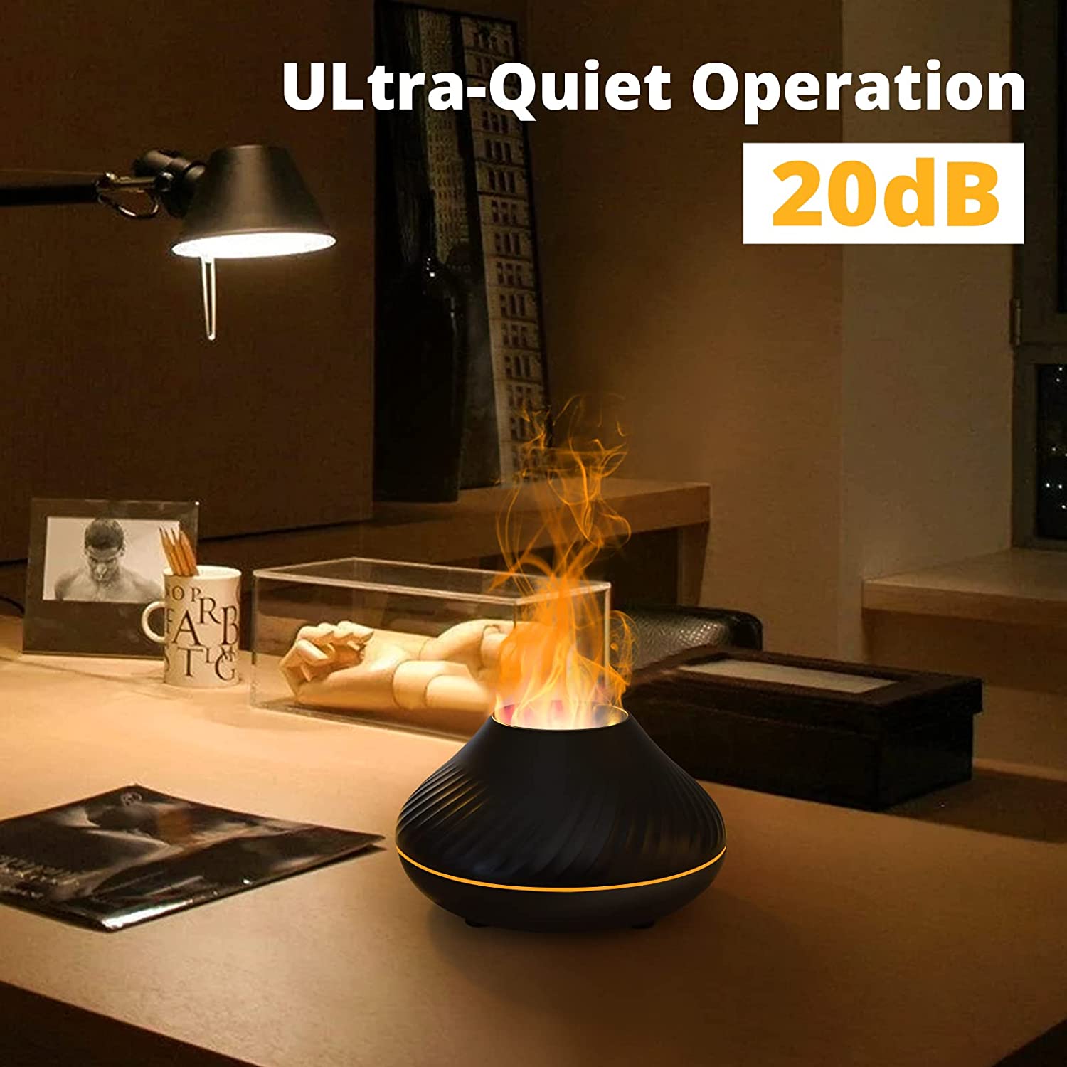 Volcanic Flame Humidifiers Aroma Diffuser Essential Oil Lamp 130ml USB Portable Air Humidifier with Color Night Light Fragrance Home