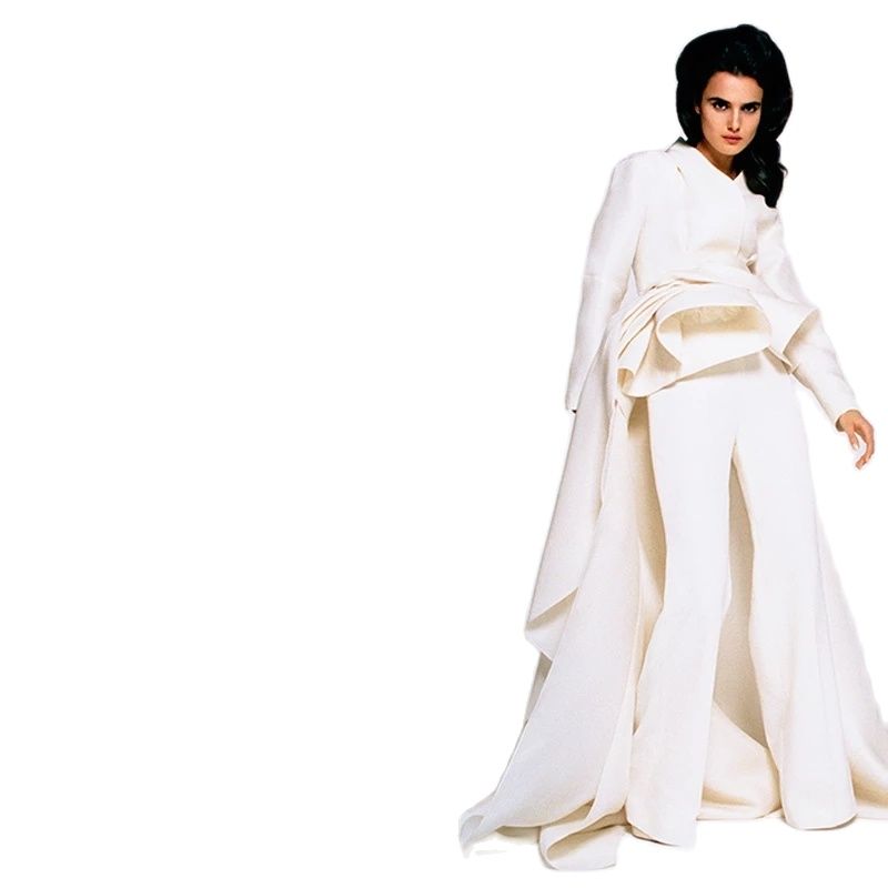 African Chic Evening Dresses Jumpsuits V Neck Long Sleeve Prom Dress Ruffles Skirts Gown Custom Made Party Birthday Robes
