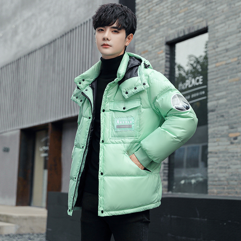 Men's Down Parkas Elena Store Men's Coat Winter Korean Edition Trend Thickened Hooded Down Jacket Wear HighQuality Casual Waterproof Jacket 