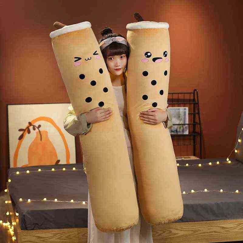 100150Cm Giant RealLife Bubble Tea Cup Plush Long Pillow Kawaii Fruit Milk Tea Cuddles Soft Sleeping Pillow Cuddles J220729