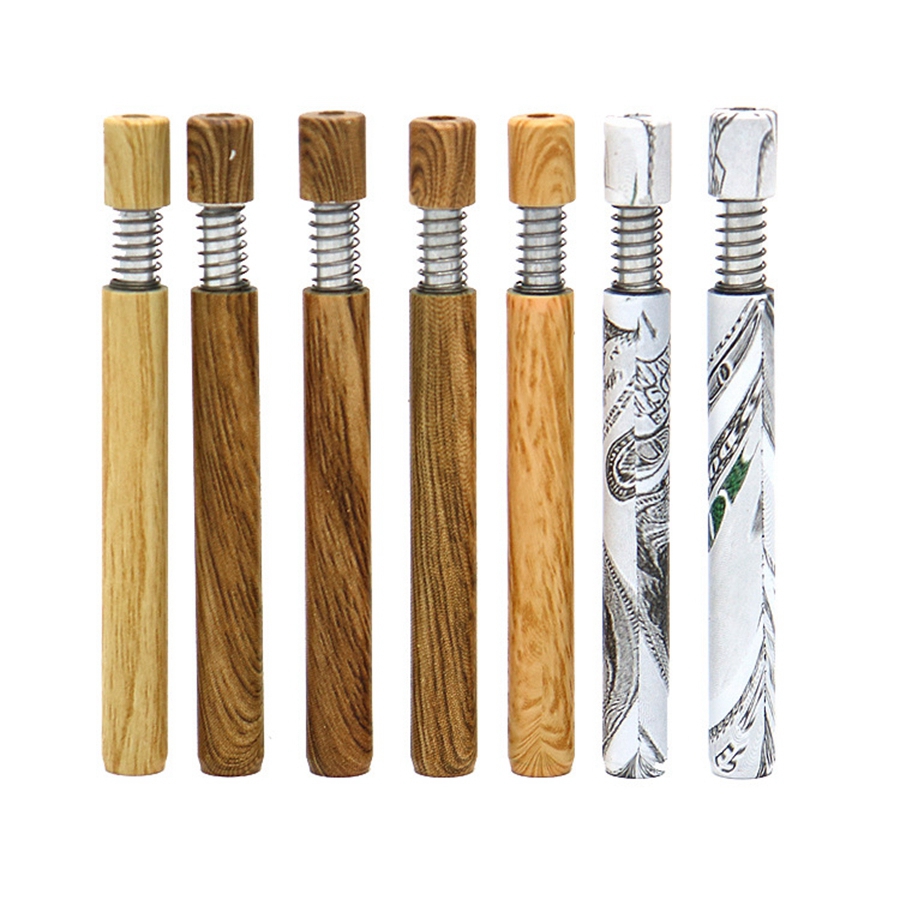 New wood grain press spring Metal Mini Pipe portable easy to clean small pipe snuff pipes
New wood grain press spring Metal Mini Pipe portable easy to clean small pipe snuff pipes