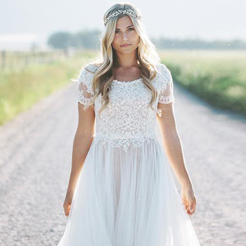 Vestido Boho Wedding Dress Lange Jurken Longue De Simple Robe de Soiree Bride lace Dresses Gowns
