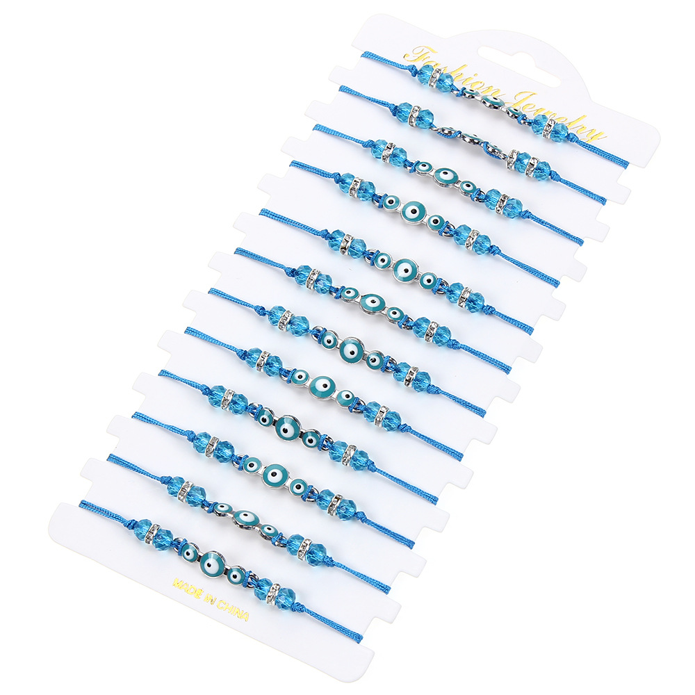 Turkey Lucky Blue Evil Eye Weave Bracelets For Women Adjustable Beaded Rope Crystal Bracelet Jewelry
