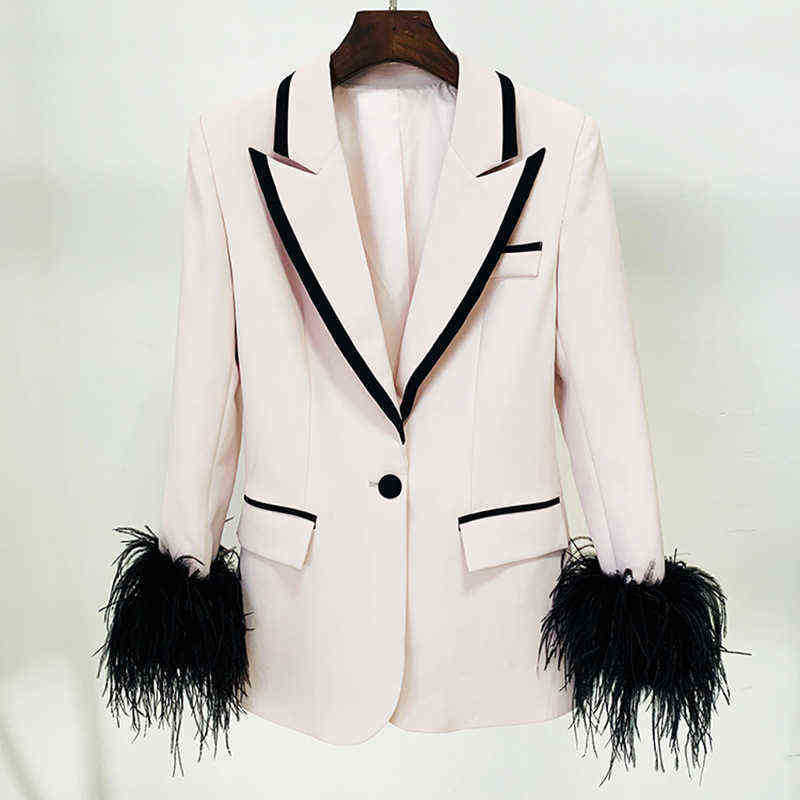 Blazer Women Feather Sleeves New Designer 2022 Autumn New Button Mid Length Nude Pink Suit Jackets Blazers High Quality J220813, Nude pink blazer
Blazer Women Feather Sleeves New Designer 2022 Autumn New Button Mid Length Nude Pink Suit Jackets Blazers High Quality J220813, Nude pink blazer