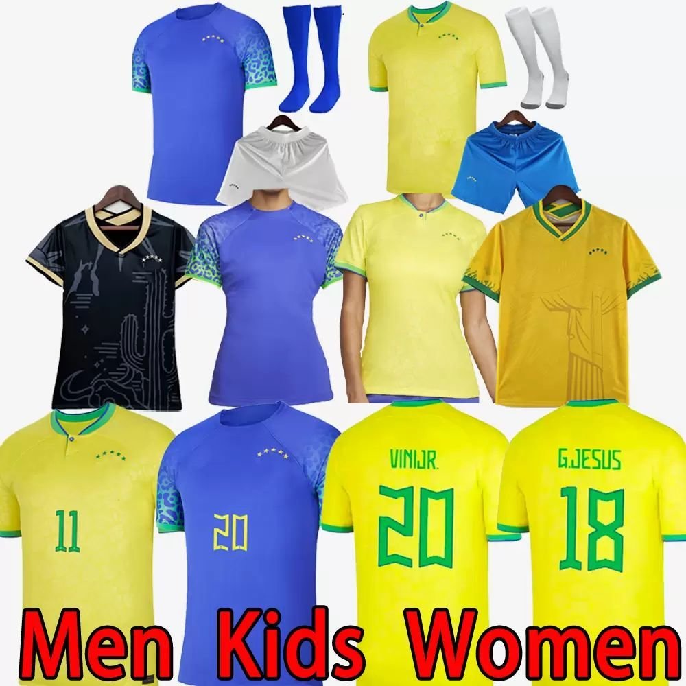 2022 soccer jersey brazils G.JESUS COUTINHO brasil Camiseta de futbol 2023 PAQUETA RICHARLISON woman football shirt 22 23 maillot kids kit world cup train suit set