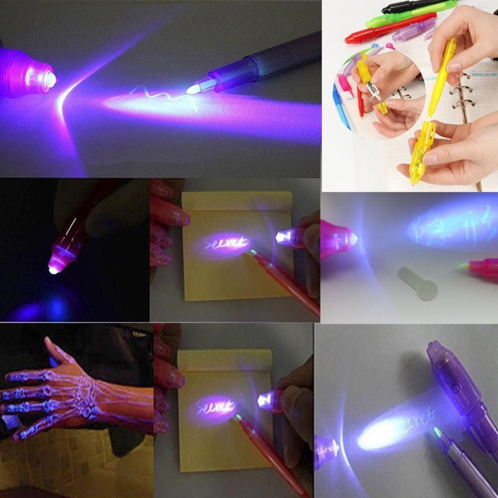 Other Toys Creative Magic UV Light Pen Invisible Ink Glow in the dark with Builtin Gifts and Security Marking 221125