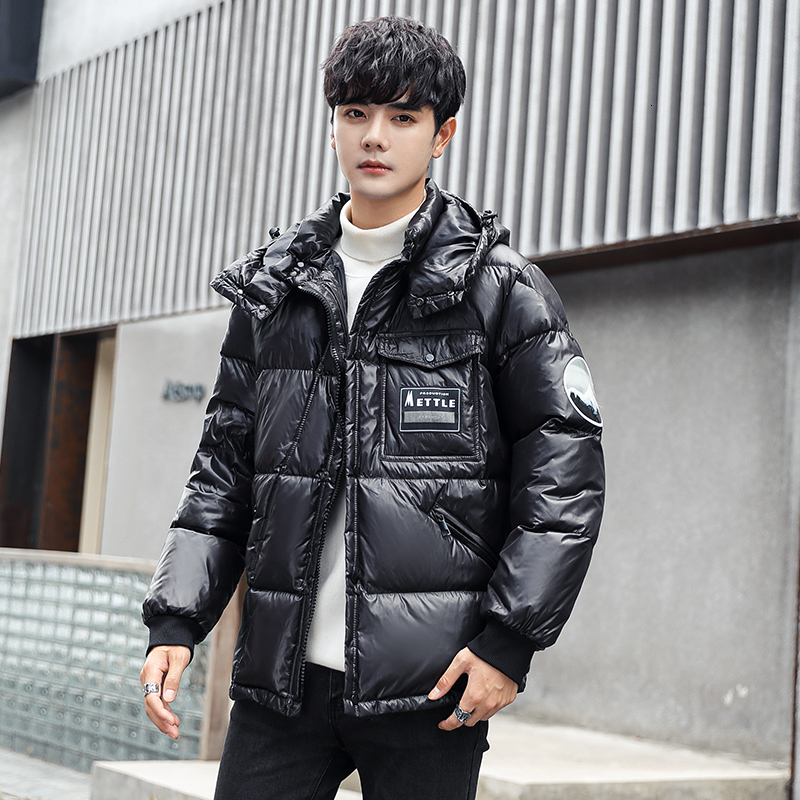 Men's Down Parkas Elena Store Men's Coat Winter Korean Edition Trend Thickened Hooded Down Jacket Wear HighQuality Casual Waterproof Jacket 