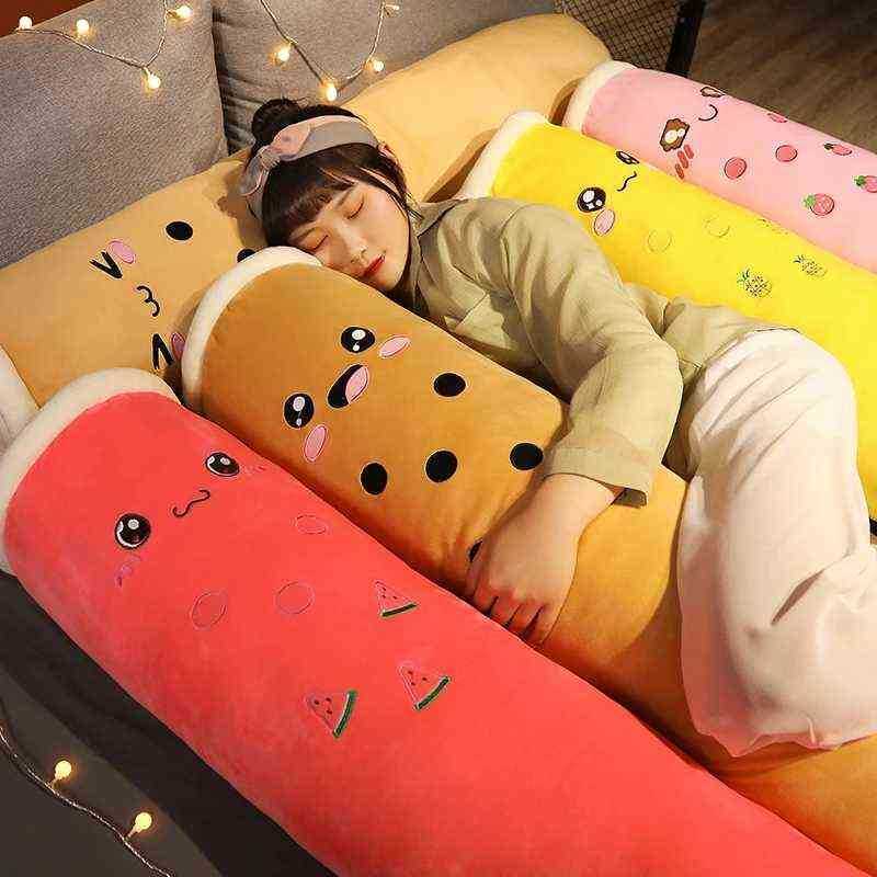 100150Cm Giant RealLife Bubble Tea Cup Plush Long Pillow Kawaii Fruit Milk Tea Cuddles Soft Sleeping Pillow Cuddles J220729