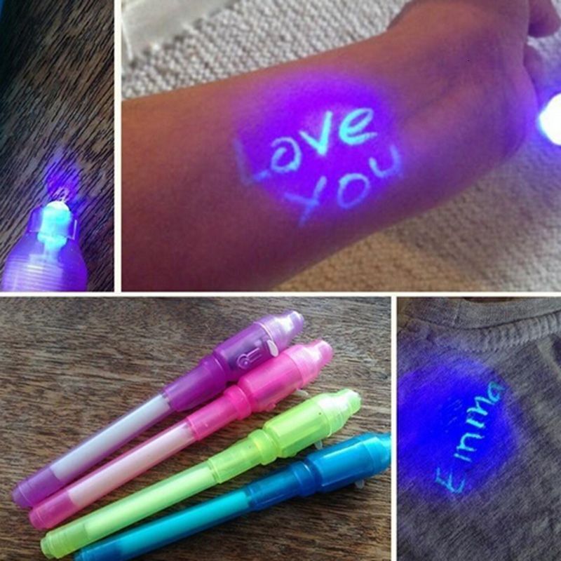 Other Toys Creative Magic UV Light Pen Invisible Ink Glow in the dark with Builtin Gifts and Security Marking 221125