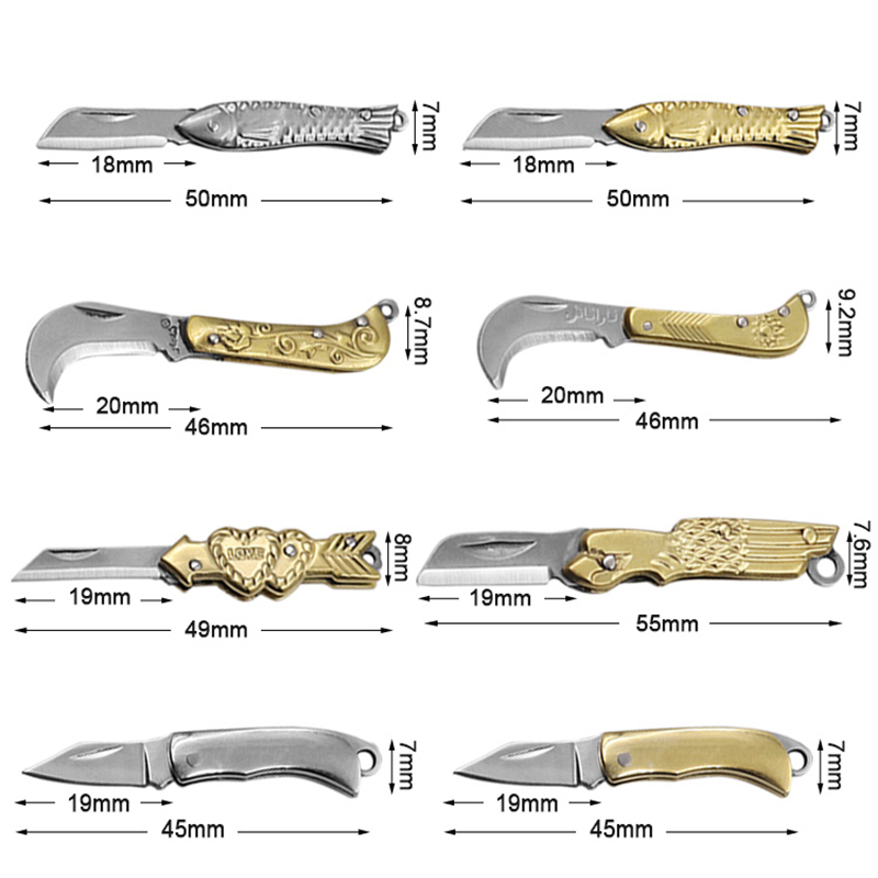 Mini Folding Knife Keychain Pendant Pocket Portable Brass Knife Outdoor Tools