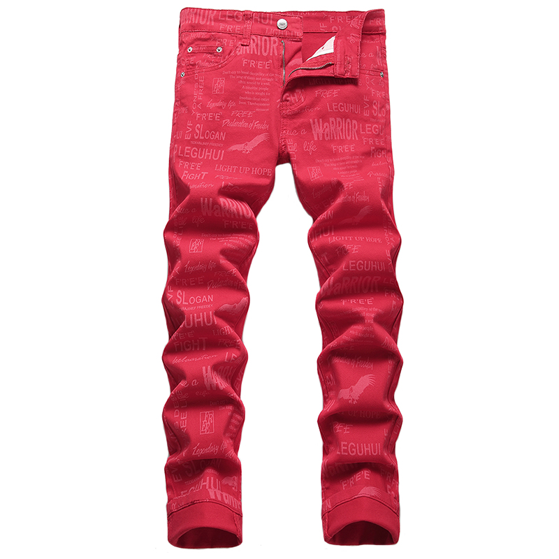 Red Stretch Men's Jeans Spring Summer Letter Print Street Pants Fashion Casual Cotton Denim Trousers Slim Fit Pantalones, 5736
Red Stretch Men's Jeans Spring Summer Letter Print Street Pants Fashion Casual Cotton Denim Trousers Slim Fit Pantalones, 5736