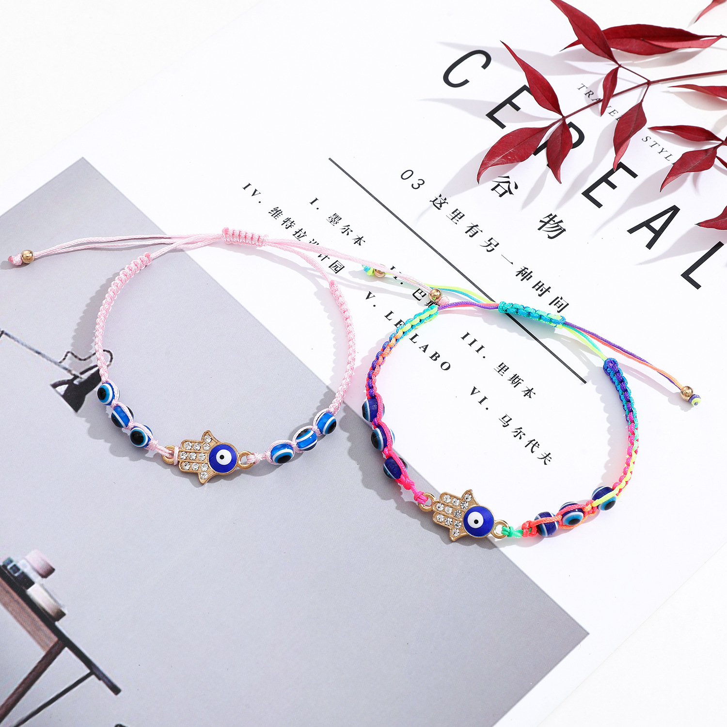 Lucky Blue Turkey Evil Eye Bracelet Handmade Rope Woven Fatima Hand Bracelets Woman Men Jewelry