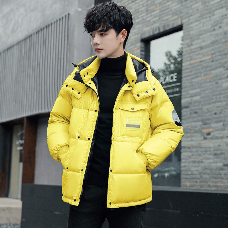 Men's Down Parkas Elena Store Men's Coat Winter Korean Edition Trend Thickened Hooded Down Jacket Wear HighQuality Casual Waterproof Jacket 