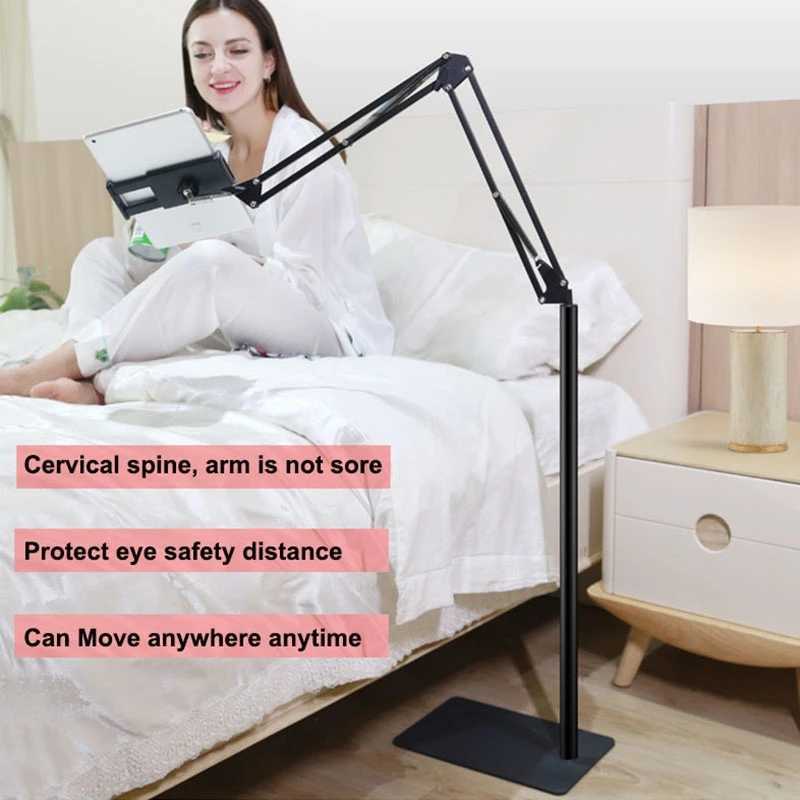 Car Metal Foldable Arm Floor Tablet Phone Stand Holder Multi-angle Adjustment for 5-12.9 Inch Lounger Bed Tablet Mobile Mount Holder