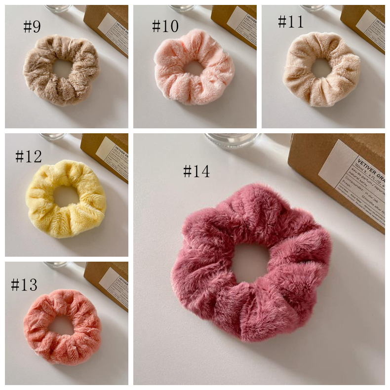 Plush Scrunchies Hairband Hair Accessories Thick Solid Fuzzy Scrunchy Ponytail Holder Elastics Hair Ties Christmas Gift 12 Colors DW6813