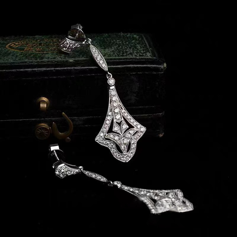 2022 Top Sell Dangle Earrings Vintage Jewelry 925 Sterling Silver Pave White Sapphire CZ Diamond Gemstones Party Women Wedding Bridal Earring For Love