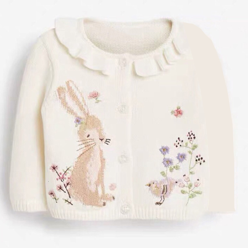Cardigan Little maven Kids Girls Clothes Lovely Pink Rabbit Sweater with Chicks Cotton Sweatshirt Autumn Outfit for 2 to7year 221125