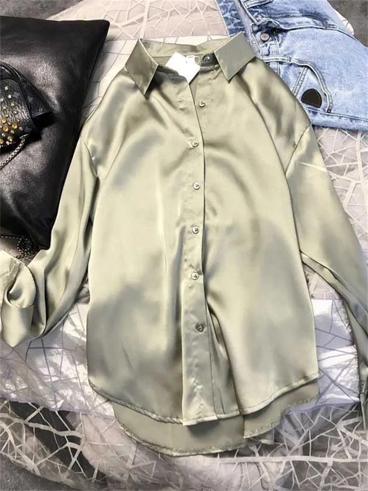 QNPQYX Autumn SATIN Long Sleeve Blouse Button Up Shirt Women Summer New Female Elegant Ladies Tops High Quality Office Lady Silk, Green
QNPQYX Autumn SATIN Long Sleeve Blouse Button Up Shirt Women Summer New Female Elegant Ladies Tops High Quality Office Lady Silk, Green