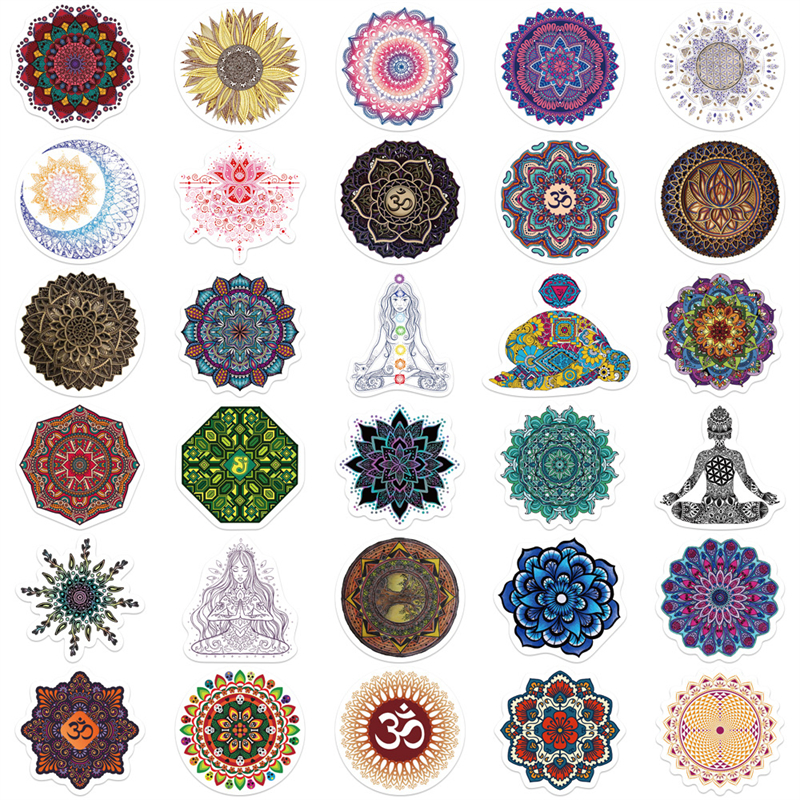 60Pcs Mandala Flower Sticker Buddhism Yoga Graffiti Stickers for DIY Luggage Laptop Skateboard Motorcycle Bicycle Stickers