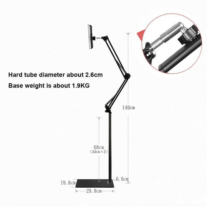 Car Metal Foldable Arm Floor Tablet Phone Stand Holder Multi-angle Adjustment for 5-12.9 Inch Lounger Bed Tablet Mobile Mount Holder