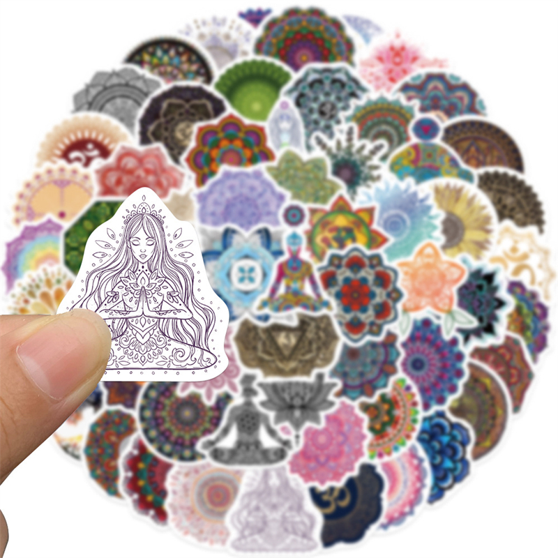 60Pcs Mandala Flower Sticker Buddhism Yoga Graffiti Stickers for DIY Luggage Laptop Skateboard Motorcycle Bicycle Stickers