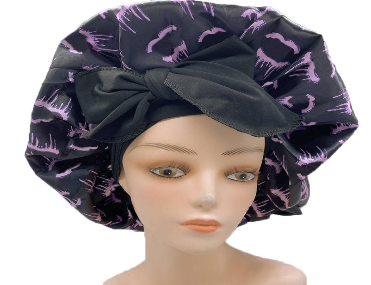 114 Whole Designer Letters Print Lace Up Shower Caps Wide Brimmed Bath Hat Waterproof Silk Satin Hair Care Bonnets Round Fi9438570, #1
114 Whole Designer Letters Print Lace Up Shower Caps Wide Brimmed Bath Hat Waterproof Silk Satin Hair Care Bonnets Round Fi9438570, #1