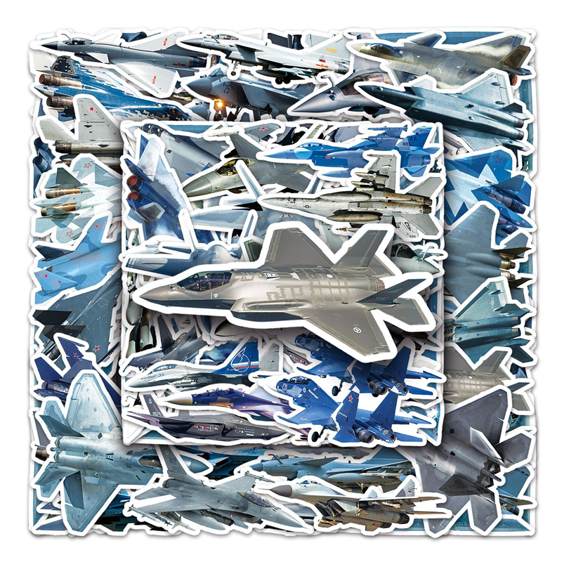 50Pcs Fighter Aircraft Sticker Combat Bomber plane Graffiti Stickers for DIY Luggage Laptop Skateboard Motorcycle Bicycle Stickers