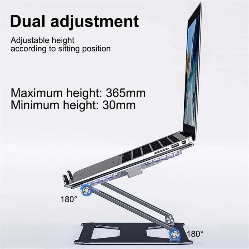 2025 new Car 2021 Foldable Table With Double Cooling Fan Aluminum Computer Stand Riser For Desk Portable Laptop H