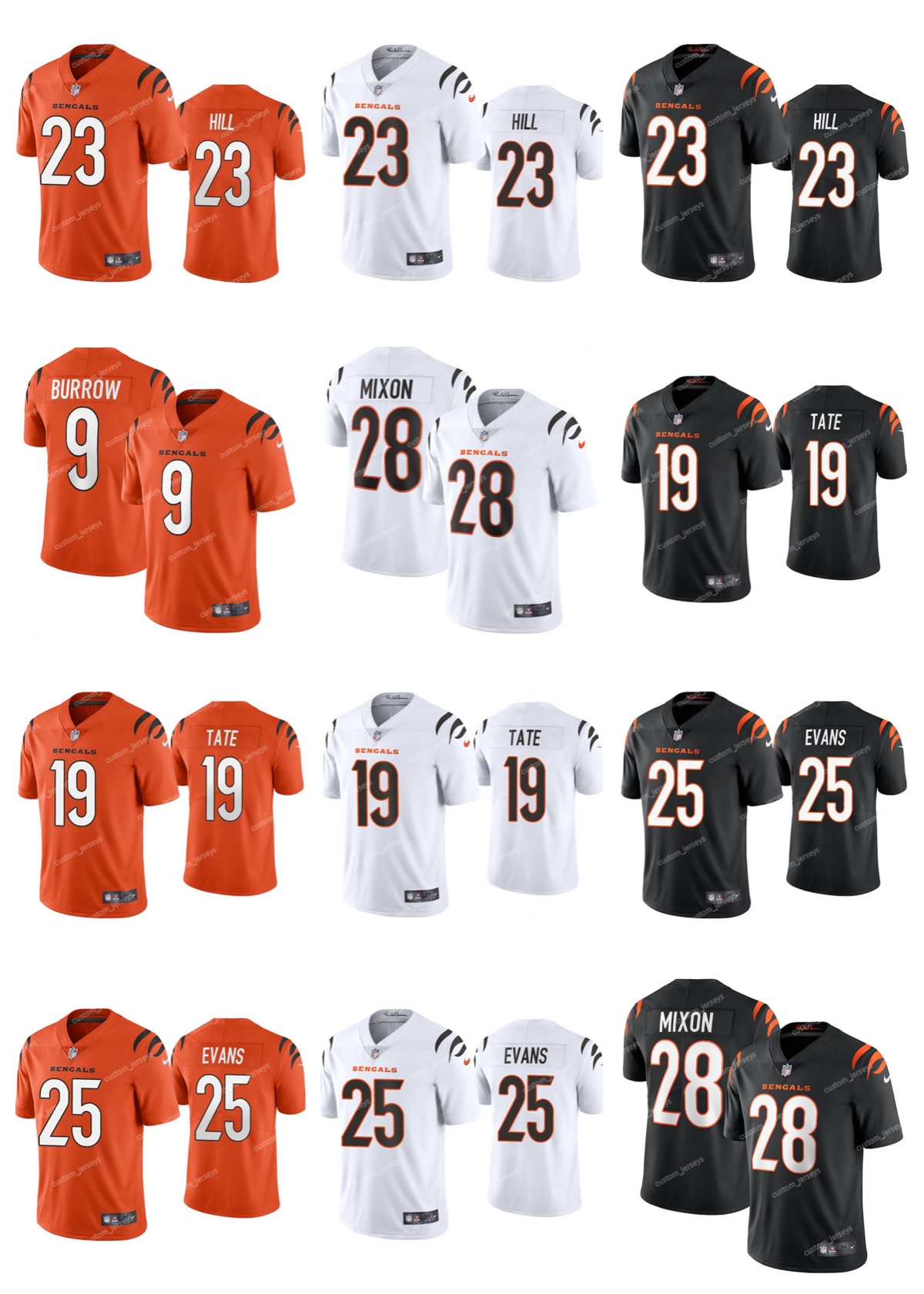 Cincinnati''Bengals''Men Jersey Women Youth 9 Burrow 19 Tate 23 Hill 25 Evans 28 Mixon 30 Bates Vapor Untouchable Limited Stitched''NFL''Football Jerseys
Cincinnati''Bengals''Men Jersey Women Youth 9 Burrow 19 Tate 23 Hill 25 Evans 28 Mixon 30 Bates Vapor Untouchable Limited Stitched''NFL''Football Jerseys