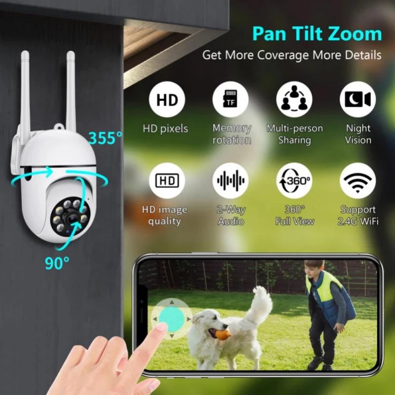 2.4G WiFi Security Camera Night Vision 2MP 1080P HD Wireless IP Camera 360 Rotating Remote Surveillance Cameras Indoor Monitoring