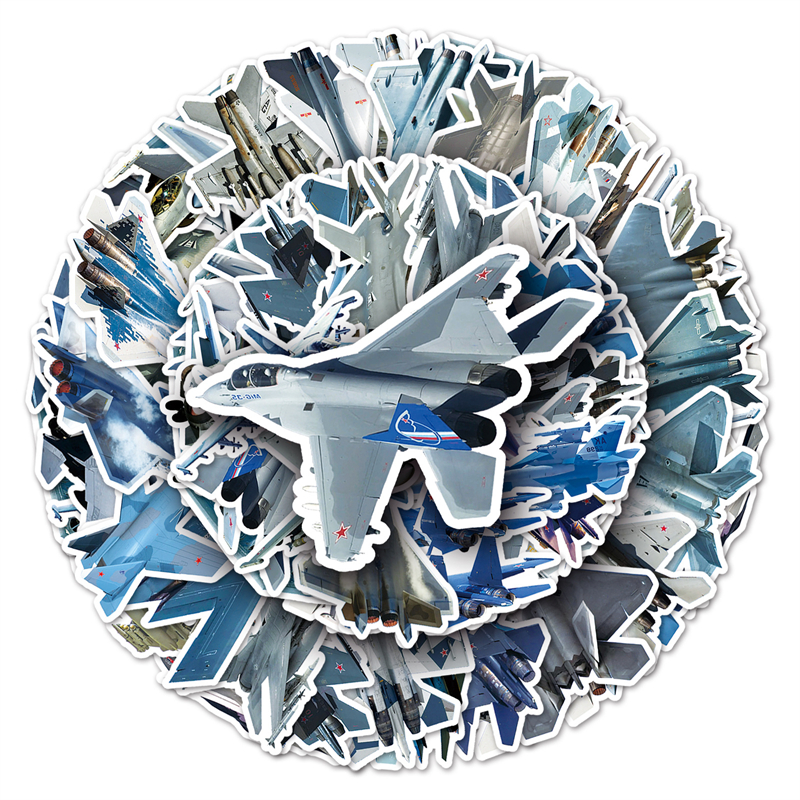 50Pcs Fighter Aircraft Sticker Combat Bomber plane Graffiti Stickers for DIY Luggage Laptop Skateboard Motorcycle Bicycle Stickers