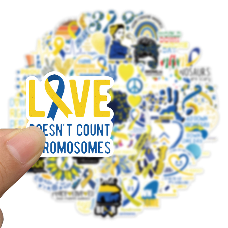 50Pcs World Down Syndrome Day Sticker Care of Deformity Graffiti Stickers for DIY Luggage Laptop Skateboard Motorcycle Bicycle Stickers