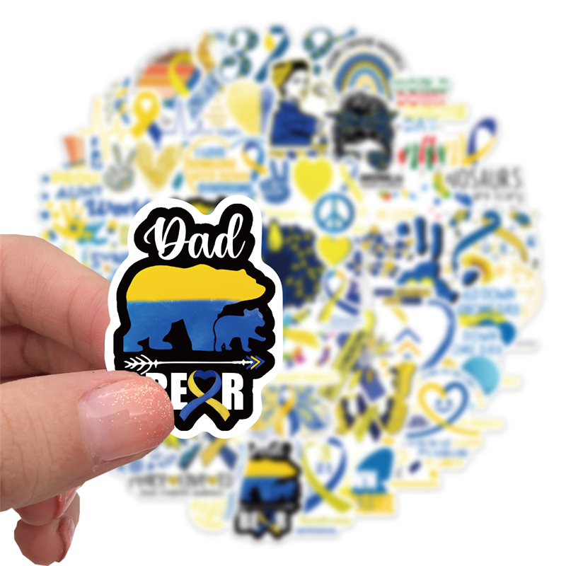 50Pcs World Down Syndrome Day Sticker Care of Deformity Graffiti Stickers for DIY Luggage Laptop Skateboard Motorcycle Bicycle Stickers