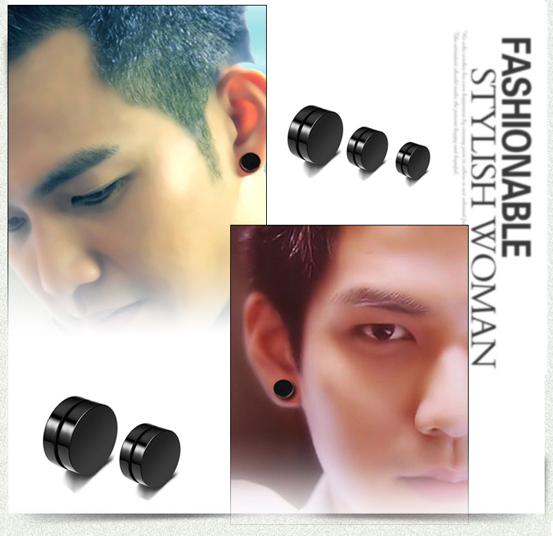 Stainless Steel Punk Style Male/Female Magnetized Round Ear Clips Multiple Diameter Options: 6mm, 8mm, 10mm, 12mm