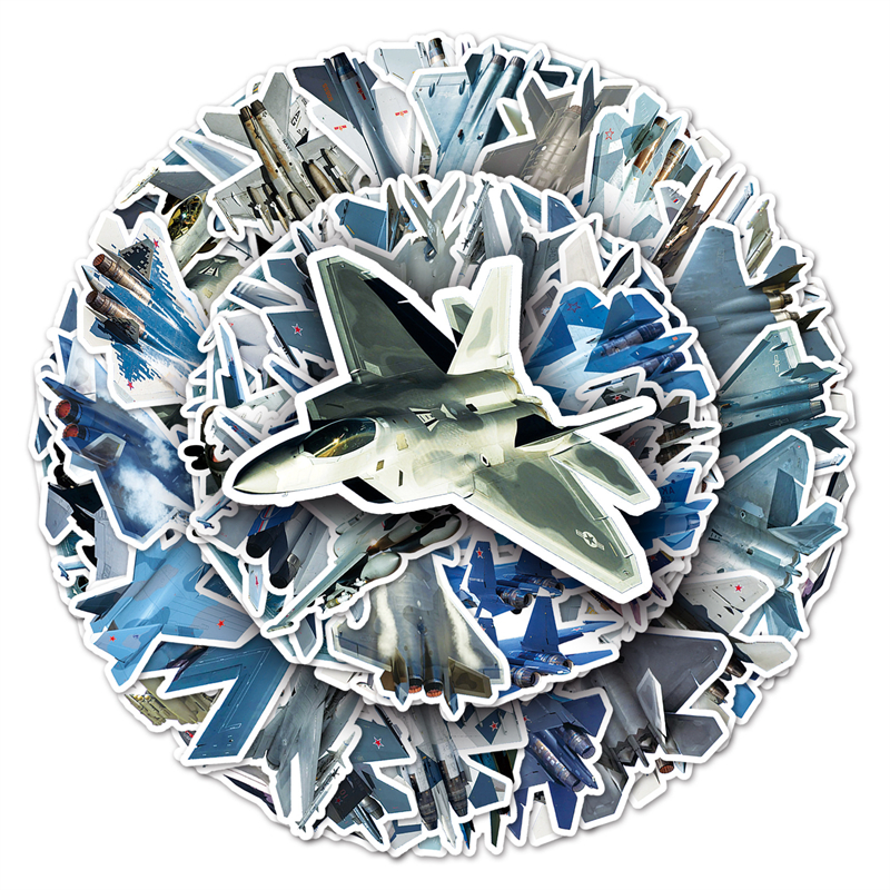 50Pcs Fighter Aircraft Sticker Combat Bomber plane Graffiti Stickers for DIY Luggage Laptop Skateboard Motorcycle Bicycle Stickers