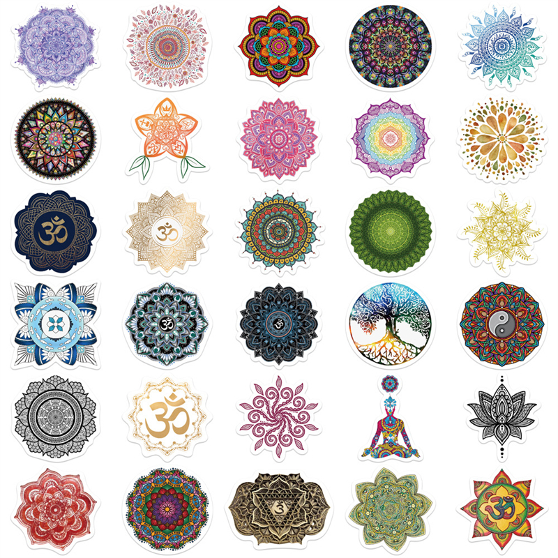 60Pcs Mandala Flower Sticker Buddhism Yoga Graffiti Stickers for DIY Luggage Laptop Skateboard Motorcycle Bicycle Stickers