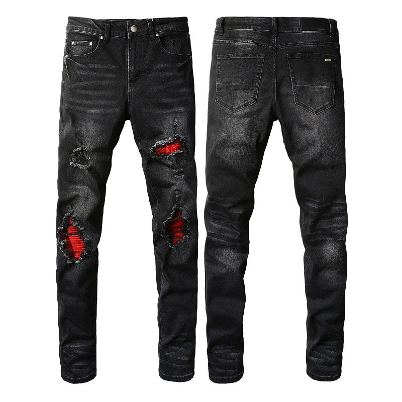 Fashion Brand AM Design Mens Jeans Pencil Pants AMR Black Red Trousers Streetwear Zipper Pocket Striped Patch Hole Jean For Men Stretch Slim Feet
Fashion Brand AM Design Mens Jeans Pencil Pants AMR Black Red Trousers Streetwear Zipper Pocket Striped Patch Hole Jean For Men Stretch Slim Feet