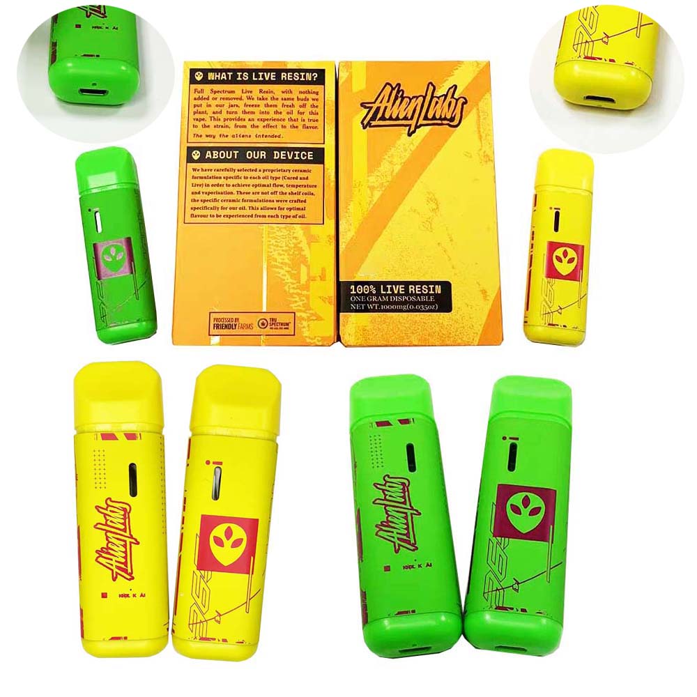 Alien Labs Disposable Vape Pens 360mah Rechargeable Battery 1.0ml Empty Vaporizer Pods Cartridges E cigarettes carts with packaging 10 strains
Alien Labs Disposable Vape Pens 360mah Rechargeable Battery 1.0ml Empty Vaporizer Pods Cartridges E cigarettes carts with packaging 10 strains