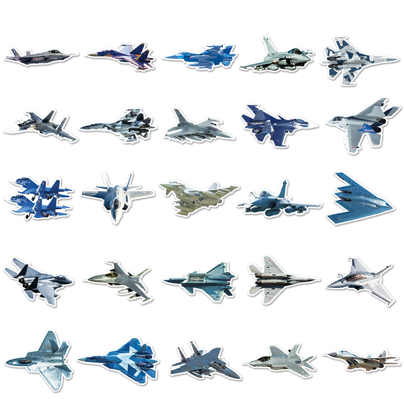 50Pcs Fighter Aircraft Sticker Combat Bomber plane Graffiti Stickers for DIY Luggage Laptop Skateboard Motorcycle Bicycle Stickers