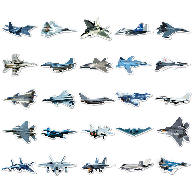 50Pcs Fighter Aircraft Sticker Combat Bomber plane Graffiti Stickers for DIY Luggage Laptop Skateboard Motorcycle Bicycle Stickers