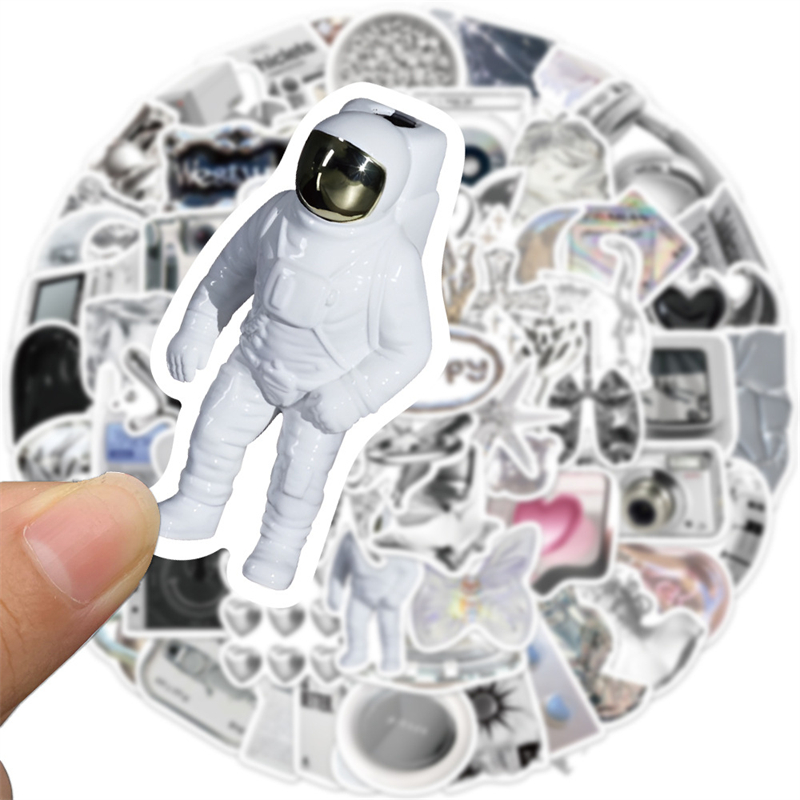 66Pcs Ins Style Retro Simplicity Sticker Silver Graffiti Stickers for DIY Luggage Laptop Skateboard Motorcycle Bicycle Stickers