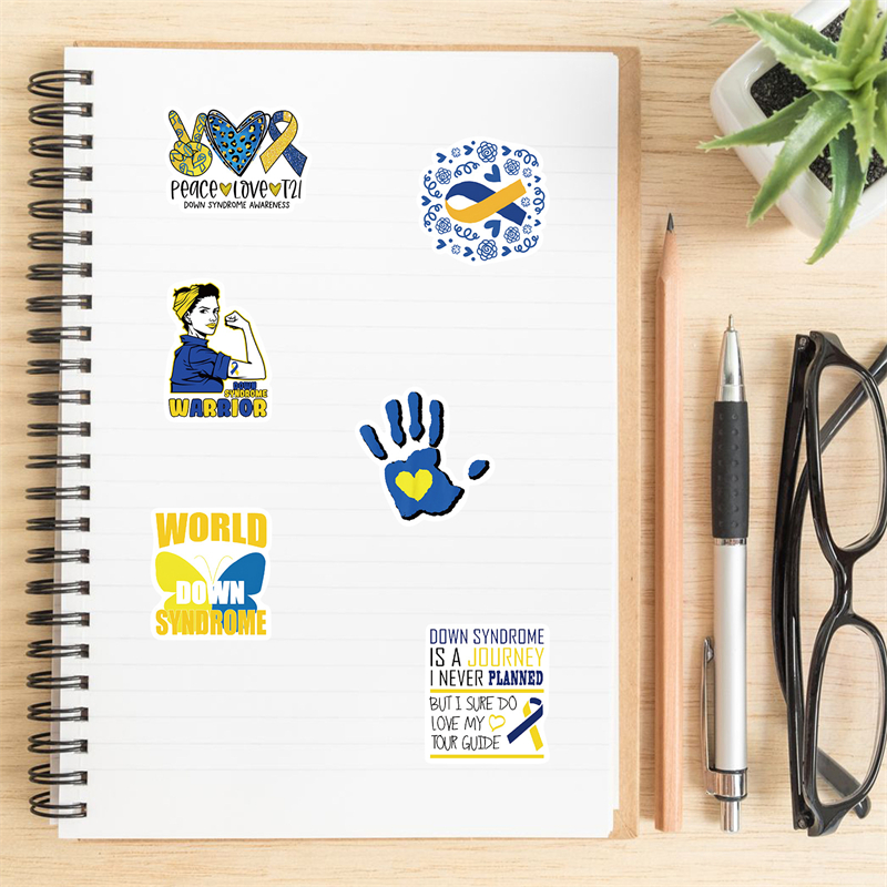 50Pcs World Down Syndrome Day Sticker Care of Deformity Graffiti Stickers for DIY Luggage Laptop Skateboard Motorcycle Bicycle Stickers
