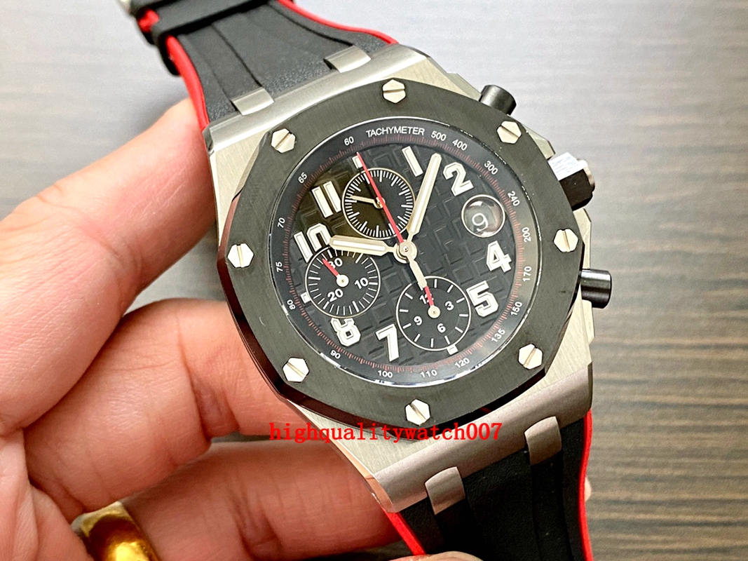 17colors new version men Watch Watches VK Quartz Chronograph Working 26408OR 26470 44mm Rubber Strap Bands Blue Luminescent Sapphire Mens Wristwatches, 10