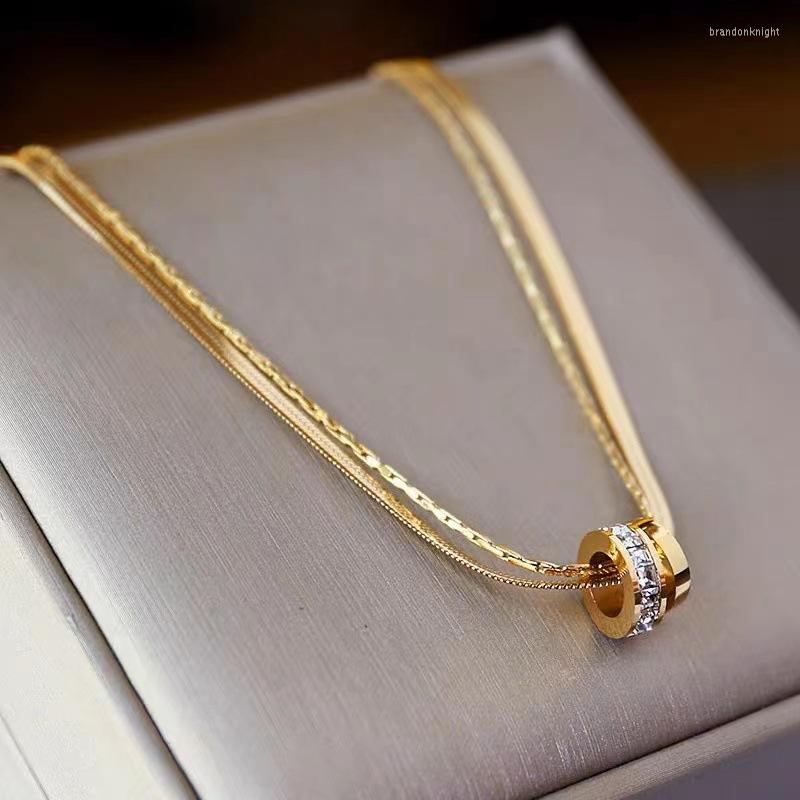 Choker Titanium Steel Fashion Double-layer Transfer Necklace Ins Cold Wind Exquisite Simple Stainless