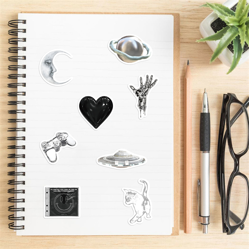 66Pcs Ins Style Retro Simplicity Sticker Silver Graffiti Stickers for DIY Luggage Laptop Skateboard Motorcycle Bicycle Stickers