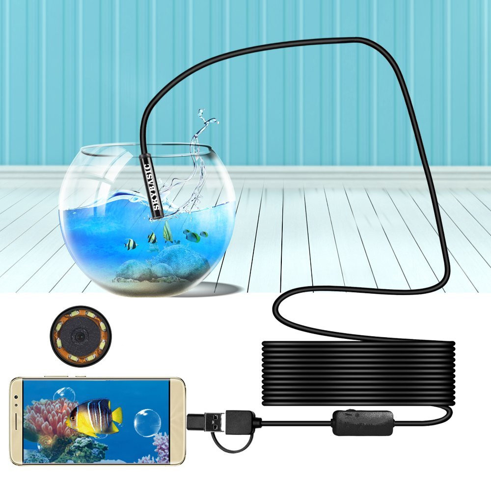 8MM HD Mini Endoscope Camera USB Waterproof 1-10M Hard Soft Cable Snake Tube Inspection Borescope Cameras For Android Smartphone Loptop PC Notebook 6L
