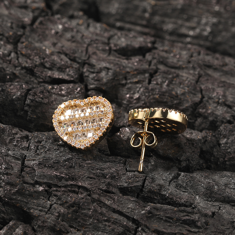 New Charm Heart Stud Earrings Jewelry 18K Real Gold Plated Prevent Allergies S925 Needle Jewelry