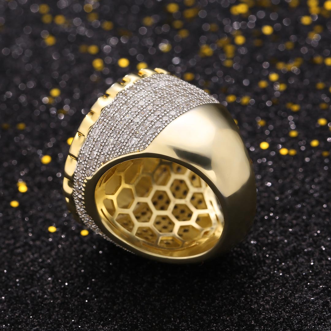 Hip Hop Casting Jesus Religious Rings Shining 18k Real Gold Plated Cubic Zircon Diamond Finger Ring Jewelry