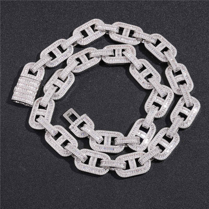 Men Women Fashion Jewelry 15mm 16-24inch Gold Plated Bling Coffee Bean Cuban Chain Necklace Bracelet Hip Hop Trendy